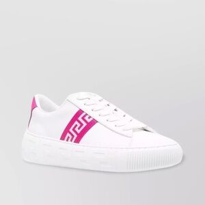 Versace Greca Platform Low-Top Sneakers in a white and pink colorway US 10